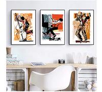 Ensemble De 3 Pièces D'Art Mural De Toile Afro-Américaine Jazz Chanteur Illustration Affiches Et Gravures Musique Wall Art Decor Joueur De Saxophone Toile Peinture Musicien Cadeau 40 x 60 cm - wttfbh