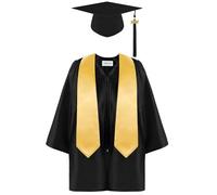 Ensemble de 3 pièces de cérémonie de remise de diplôme pour enfants : robe de remise de diplôme légère, bonnet à pompons assorti et écharpe décorative, convient pour les événements de remise de