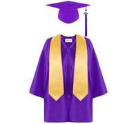 Ensemble de 3 pièces de cérémonie de remise de diplôme pour enfants : robe de remise de diplôme légère, bonnet à pompons assorti et écharpe décorative, convient pour les événements de remise de