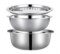 Ensemble de 3 pièces de lavabo en acier inoxydable pour déchiquetage, égouttement et préparation des aliments, outils de cuisine multifonctionnels avec déchiqueteuse et panier de vidange