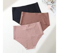 Ensemble de 3 pièces de sous-vêtements à taille haute confortables, sans couture, avec gel de refroidissement, pour femmes en grande taille 1XL,2XL,3XL,4XL,5XLUnicoloreTissu tricoté