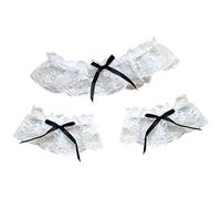 Ensemble de 3 pièces en dentelle à volants pour femme - Jarretière et poignets de poignet pour mariages et réceptions - Jarretière en dentelle à volants