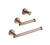 Ensemble de 3 pièces en Laiton doré Rose brossé moleté Comprenant Un Porte-Brosse de Toilette, Un Porte-Papier Toilette, Une Barre Porte-Serviettes, Un Crochet et Un Porte-Savon.