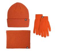 Ensemble de 3 pièces en tricot chaud avec bonnet, cache-cou, gants pour écran tactile, laine d'alpaga, résistant au froid, chapeau écharpe et gants en velours pour homme et femme, Orange-jaune,