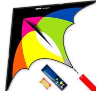 Ensemble de 3 pièces - Grand cerf-volant Delta pour un vol facile - Grand cerf-volant pour enfants et adultes - Jouet familial parfait en plein air pour la plage pour les activités familiales (jaune