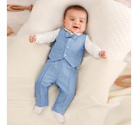 Ensemble de 3 pièces léger pour nouveau-né garçon comprenant un body avec nœud papillon, un gilet et un pantalon 6-9M,0-1M,1-3M,3-6MUnicoloreTissu tricoté,Tissu tissé