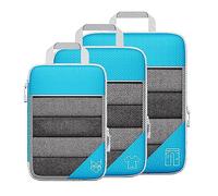Ensemble de 3 Pièces Organisateur Valise, Imperméable à l'eau Anti-déchirure Rangement Valise Organisateur Avec Compression, Packing Cubes Pochette Voyage Renforcement (Bleu)