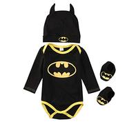 Ensemble de 3 pièces pour bébé garçon Batman Barboteuse à manches courtes/longues - - Grande longueur manche 6-12 mois