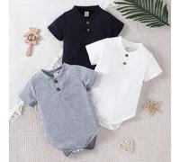 Ensemble de 3 pièces pour bébé garçon, grenouillère quotidienne décontractée et mignonne de trois couleurs pour le printemps et l'été, convient pour une utilisation en extérieur et en vacances. 6-9M,9
