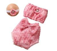 Ensemble de 3 pièces pour photographie avec turban et pantalon bouffant pour bébé - Immortalisez les moments doux avec style pour les filles Bosy