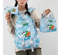 Ensemble de 3 pièces sac à dos Snoopy bleu clair tie-dye étoile pastèque fraîche, sac à dos avec sac à lunch isotherme et trousse à crayons pour pique-nique en plein air et voyage Cartoon,Tout Imprimé