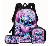 Ensemble de 3 pièces Sac à dos Stitch Set en violet avec motif Stitch Sac à dos imprimé à la mode pour l'école 3pcs Set