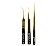 Ensemble de 3 Pinces à Cils: Kit d'Extensions en Acier Inoxydable de Qualité Premium/RASTELLI