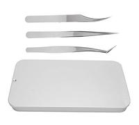 Ensemble de 3 pinces à épiler pour extensions de cils, outils professionnels pour cils, pince à épiler en forme de dauphin argenté pour greffer des couches de fanning, acier