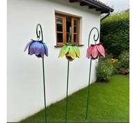 Ensemble de 3 piquets de Jardin en métal Rustique avec Boules en Cristal Attrape-Soleil