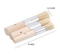 Ensemble De 3 Pochoirs En Bois, Pinceaux De Peinture À La Craie, Poils De Porc Purs Naturels, Brosses Rondes Pour Peinture À L'huile Acrylique, Pinceaux De Détail, Fournitures D'art