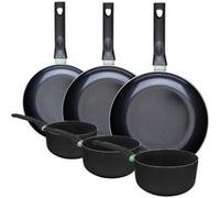 Ensemble de 3 poêles de 24, 28 et 30 cm et 3 casseroles 16, 18 et 20 cm Fackelmann Brandao