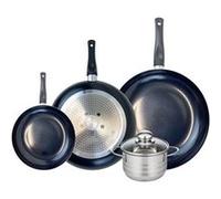 ELO 9746650 Batterie de cuisine 4 pièces, Ensemble de 3 Poêles de cuisson 20, 28 et 32 cm et 1 faitout 14 cm Elo Prima Brillant, inox, induction