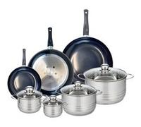 ELO 9749250 Batterie de cuisine 7 pièces, Ensemble de 3 Poêles de cuisson 20, 28 et 32 cm et 4 faitouts 12, 14, 20 et 24 cm Elo Prima Brillant, inox, induction
