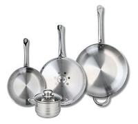 Ensemble de 3 Poêles de cuisson 24, 28 et 32 cm et 1 faitout 14 cm Elo Profi Brillant Gris