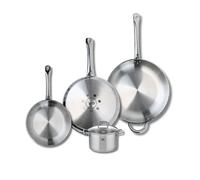 Ensemble de 3 Poêles de cuisson 24, 28 et 32 cm et 1 faitout 14 cm Elo Profi Citrin Elo