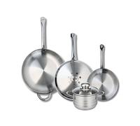 Ensemble de 3 Poêles de cuisson 24 28 et 32 cm et 1 faitout 16 cm Elo Profi Brillant