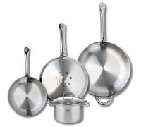 ELO 9511050 Batterie de cuisine 4 pièces, Ensemble de 3 Poêles de cuisson 24, 28 et 32 cm et 1 faitout 16 cm Elo Profi Citrin, inox, induction, Gris
