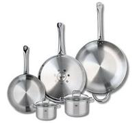 ELO 9511350 Batterie de cuisine 5 pièces, Ensemble de 3 Poêles de cuisson 24, 28 et 32 cm et 2 faitouts 12 et 14 cm Elo Profi Citrin, inox, induction