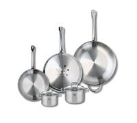 Ensemble de 3 Poêles de cuisson 24, 28 et 32 cm et 2 faitouts 12 et 14 cm Profi Citrin Elo