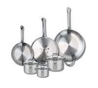Ensemble de 3 Poêles de cuisson 24, 28 et 32 cm et 3 faitouts 12, 14 et 16 cm Profi Citrin Elo