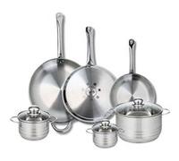 Ensemble de 3 Poêles de cuisson 24, 28 et 32 cm et 3 faitouts 12, 14 et 20 cm Elo Profi Brillant Gris