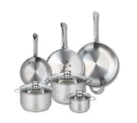 ELO 9886850 Batterie de cuisine 6 pièces, Ensemble de 3 Poêles de cuisson 24, 28 et 32 cm et 3 faitouts 14, 20 et 24 cm Elo Profi Brillant, inox, induction