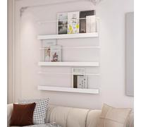 Ensemble de 3 porte-revues en métal, étagères flottantes murales avec une finition luxueuse et de haute qualité, adaptées au salon, à la chambre à coucher, au bureau, au bureau et à la sa White 150cm
