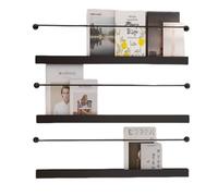 Ensemble de 3 porte-revues en métal, étagères flottantes murales avec une finition luxueuse et de haute qualité, adaptées au salon, à la chambre à coucher, au bureau, au bureau et à la sa Black 100cm