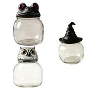 Ensemble de 3 pots à épices d ' apothicaire en forme de grenouilles sorcières, décorations de cuisine rétro uniques pour sel, épices, poivre, thé, récipient de stockage des aliments avec couvercles