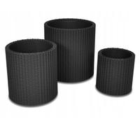 ENSEMBLE DE 3 POTS DE FLEURS KETER S+M+L ANTHRACITE
