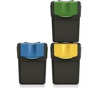Ensemble de 3 poubelles de tri Prosperplast Keden SORTI BOX 3x20l - noir recyclage Noir G