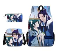 Ensemble de 3 sacs à dos avec motif de dessin animé Maomao, trousse à crayons, sac à bandoulière Jinshi/Maomao, impression 3D, sac de papeterie pour enfants et adolescents, Type 7., Sac à dos