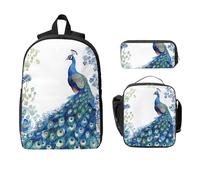 Ensemble de 3 sacs à dos avec sac à déjeuner, trousse à crayons et plumes de style bohème pour filles et garçons, sac d'école isotherme, cadeau pour homme et femme