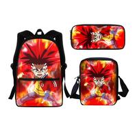 Ensemble de 3 sacs à dos Beyblade Burst, imprime dessin anime, sacoche, trousse, cartable, cadeau de rentrée scolaire 2023 Noir
