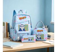 Ensemble de 3 sacs à dos en canevas Naruto Uzumaki, imprimé classique du héros ninja, combo de sacs d'école anime cool CartoonPolyester