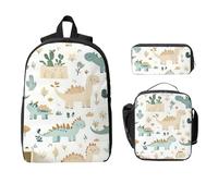 Ensemble de 3 sacs à dos en forme d'animal dinosaure pour filles et garçons avec sac à déjeuner, trousse à crayons, cactus de la forêt, sacs d'école, boîte à déjeuner isotherme, cadeau pour homme et