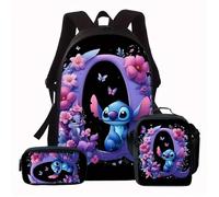 Ensemble de 3 sacs à dos en violet avec alphabet O lettres Dog en violet avec motif floral 3piècesss Ensemble