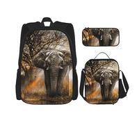 Ensemble de 3 sacs à dos grenouille avec bandoulière réglable, Éléphant d'Afrique, taille unique