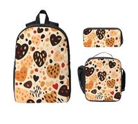 Ensemble de 3 sacs à dos isothermes avec sac à déjeuner, trousse à crayons, motif léopard - Boîte à déjeuner isotherme - Cadeau pour homme et femme