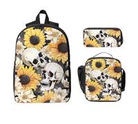 Ensemble de 3 sacs à dos isothermes pour filles et garçons avec sac à déjeuner, trousse à crayons, squelette floral, boîte à déjeuner isotherme, cadeau pour homme et femme