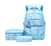 Ensemble de 3 sacs à dos pour filles avec sac à déjeuner pour enfants, cartable, cartables, 3 pièces - Étoile bleue, 3Pcs Backpack Set, Moderne