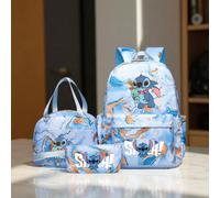 Ensemble de 3 sacs à dos Stitch, bretelles réglables, légers et confortables, grande capacité, en nylon, fermeture éclair, compartiment pour ordinateur portable, comprend 1 sac fourre-tout, motif dess