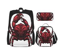 Ensemble de 3 sacs à dos sur le thème de l'astrologie Illustration d'un crabe représentant le signe du zodiaque Cancer imprimé livre sac voyage travail sac d'école trousse à crayons sac à déjeuner c