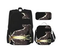 Ensemble de 3 sacs à dos Wolf on the Lawn Campus Life - Cartable + trousse + sac à déjeuner - Répond à tous les besoins quotidiens des étudiants